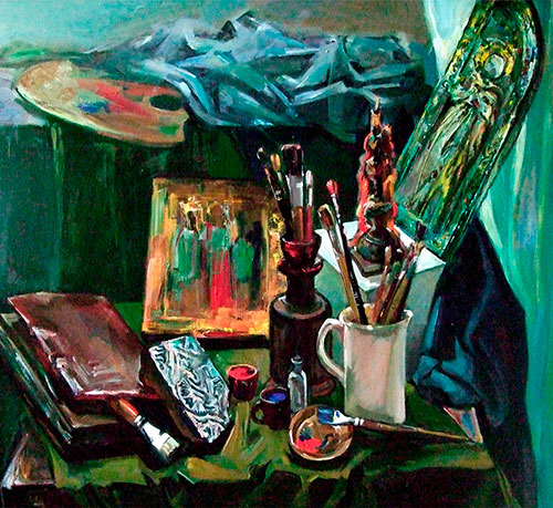 Artist Anna Kononova. Painting Composition The Mogilev curiosities. 2008, canvas, oil, 100x110