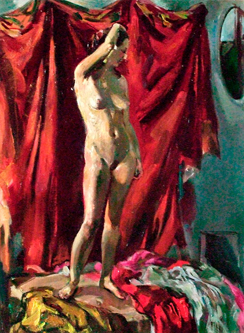 Artist Anna Kononova. Painting Composition Nude in sunlight. 2007, canvas, oil, 69x51,5