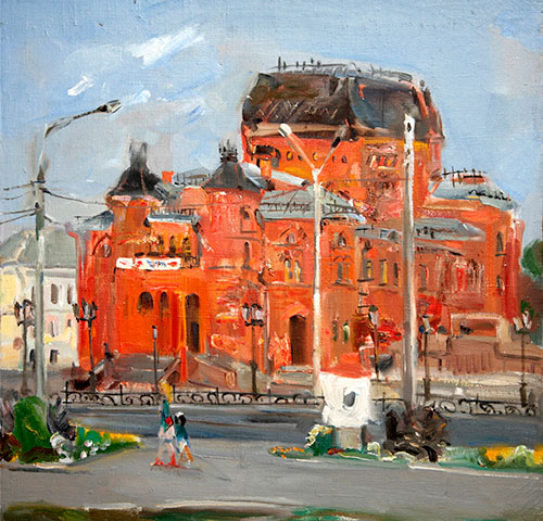Artist Anna Kononova. Painting Composition The theater in Mogilev. 2006, canvas, oil, 60x60