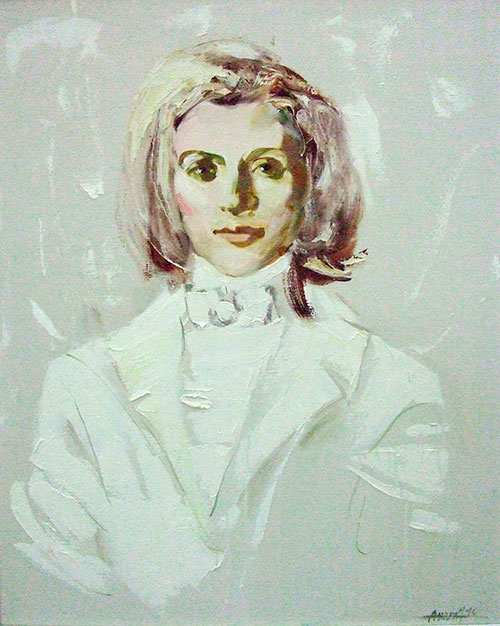 Artist Anna Kononova. Painting Composition White angel. Portrait of F. Chopin. 2012, canvas, oil, 100x80