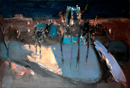Artist Anna Kononova. Painting Composition The city's evening 2. 2006, canvas, oil, 70x100