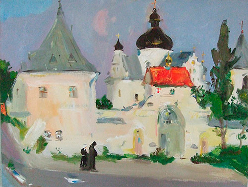 Artist Anna Kononova. Painting Composition Evening monastery. St. Nicholas church in Mogilev. 2010, canvas, oil, 60x80