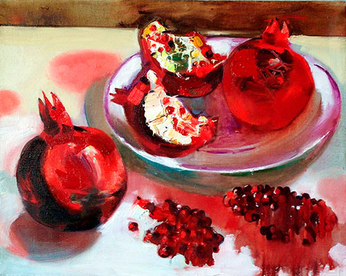 Artist Anna Kononova. Painting Composition Pomegranate sound. 2008, canvas, oil, 50x60