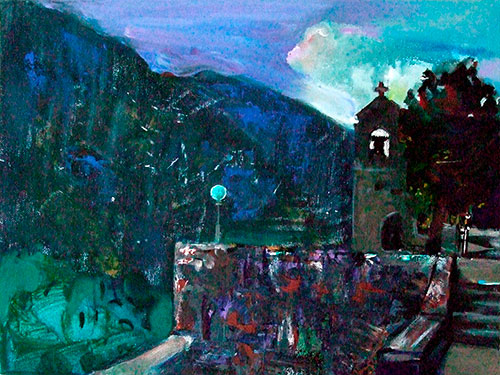 Artist Anna Kononova. Painting Composition Holy night. 2008, canvas on cardboard, acrylic, 30x40