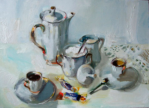 Artist Anna Kononova. Painting Composition Sweetly-bitterly for two. 2009, canvas, oil, 50x70