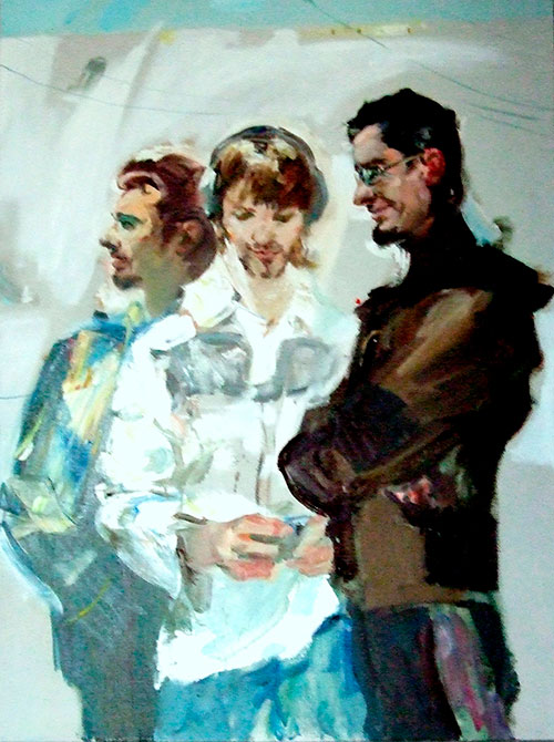 Artist Anna Kononova. Painting Composition Triptych «Persons of the city» (right part). 2011, canvas, oil, 120x90